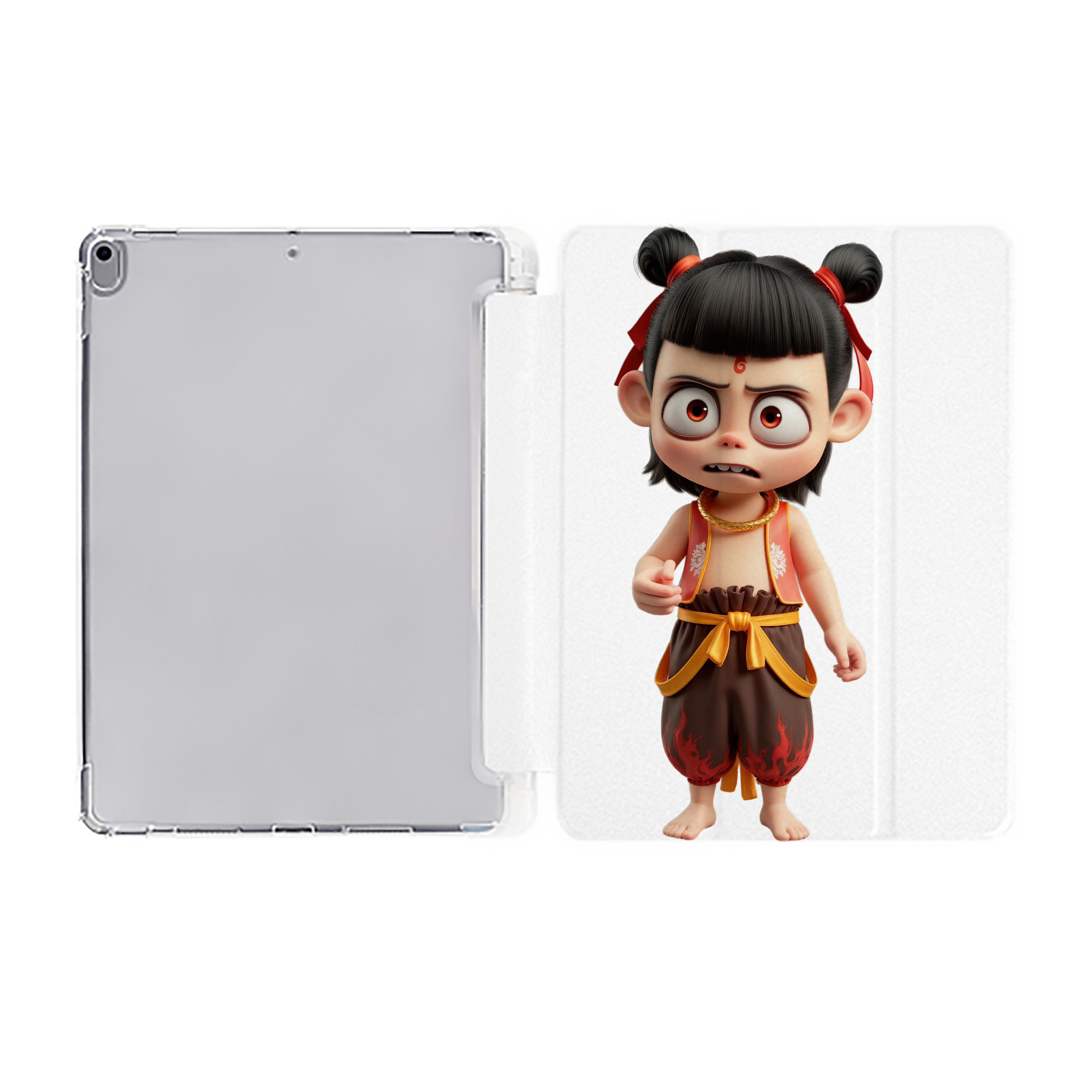 （画像用） Ne Zha 2 ナタ 魔童の大暴れ IPad ケース ペン収納付き 三つ折りスタンド PUレザー×シリコン 対応機種9.5/10.5/10.9インチ